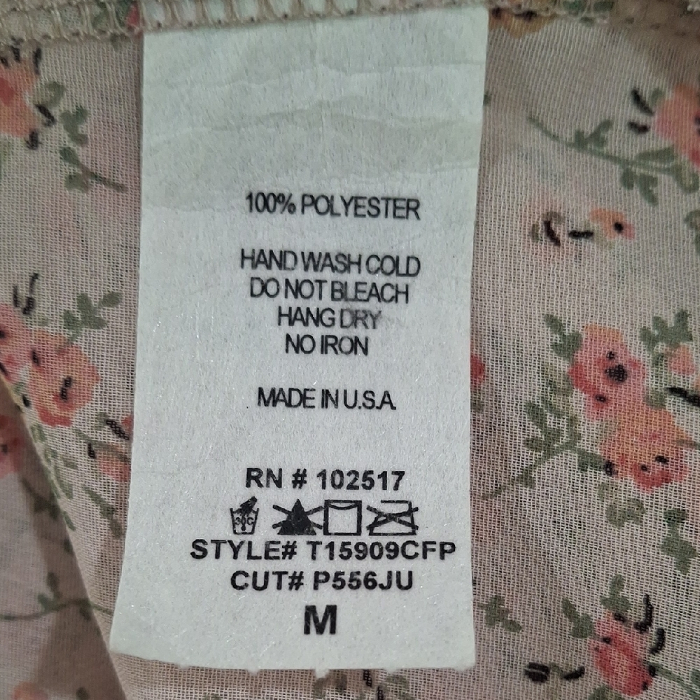 Soprano Cream and Pink Floral Blouse Size M - Picture 9 of 9